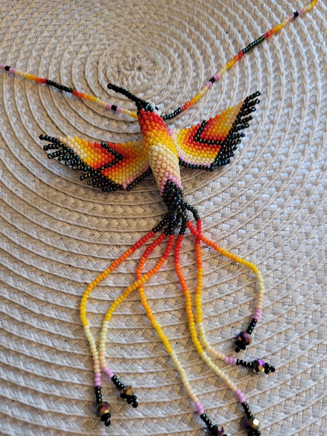 Stunning Hand Beaded Hummingbird Necklace - photo 3