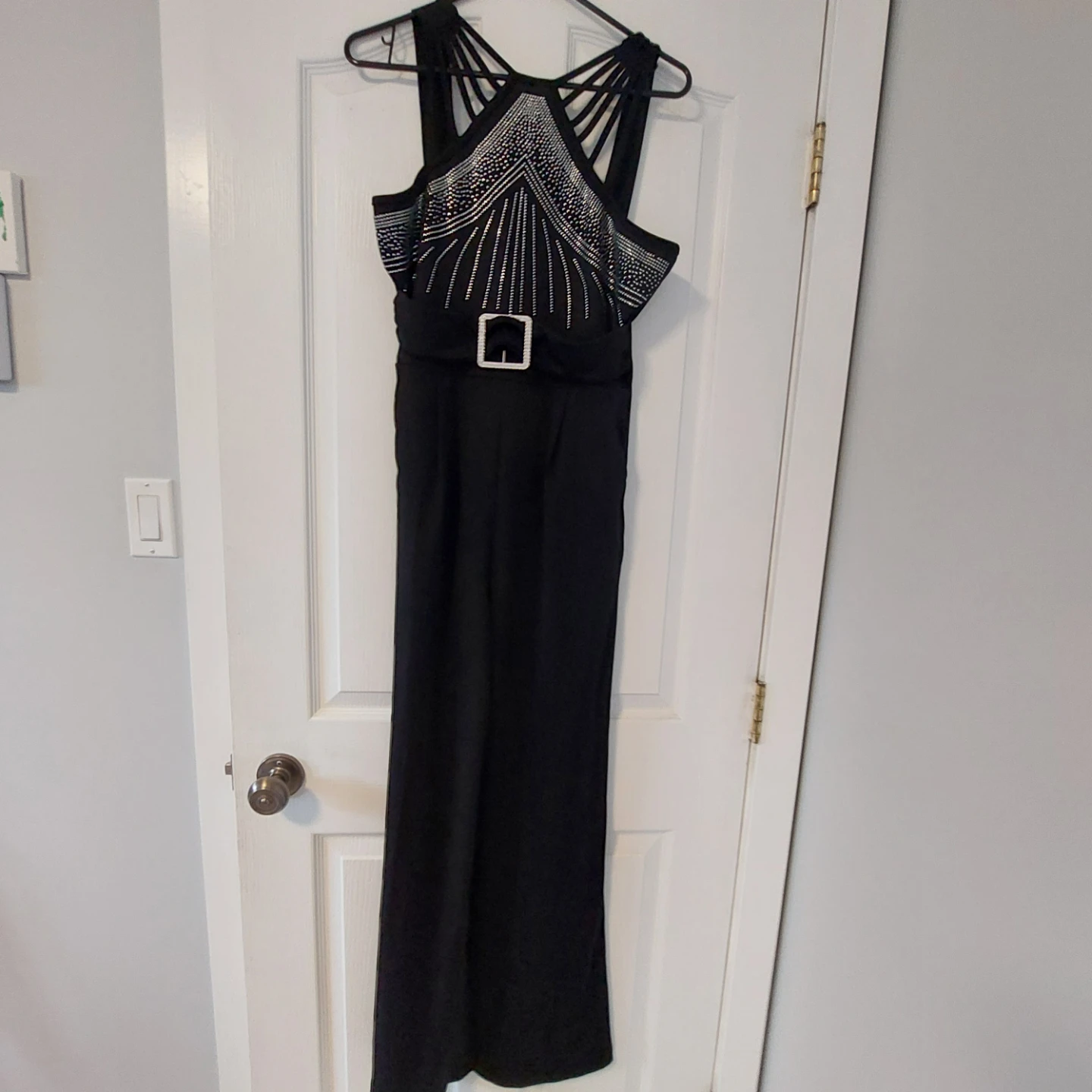 Black Embellished Halter Jumpsuit - photo 4