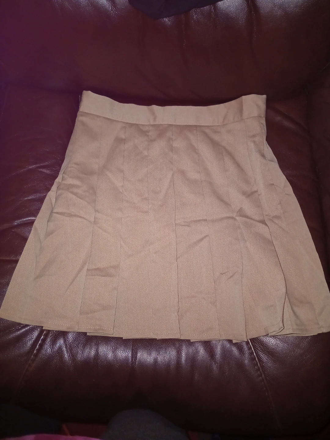 SHEIN Tan Pleated Mini Skirt - Size S