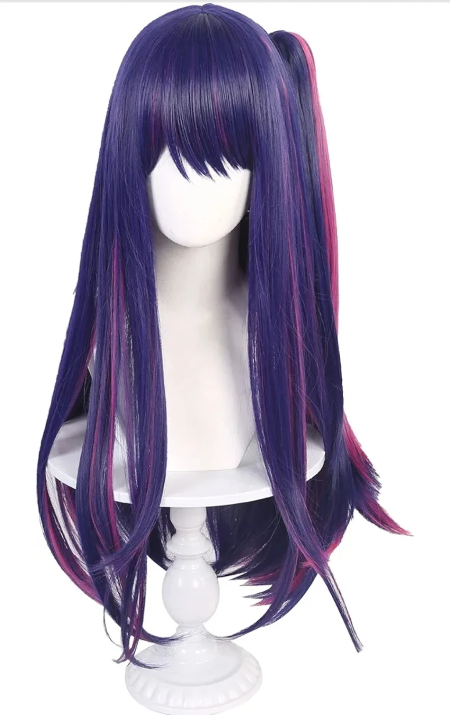Purple and Pink Streaked Long Wig with Bangs - photo 2
