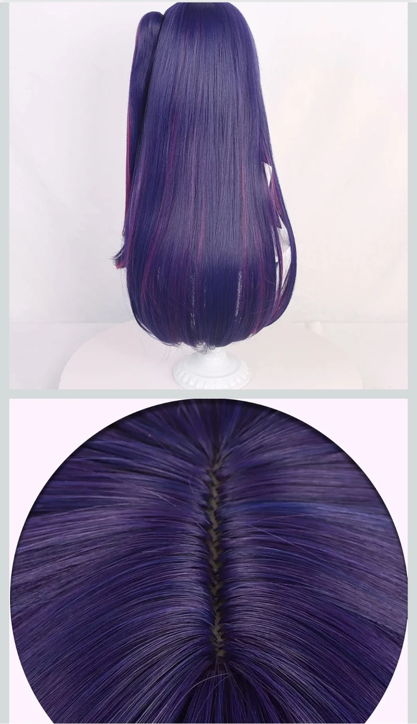 Purple and Pink Streaked Long Wig with Bangs - photo 3