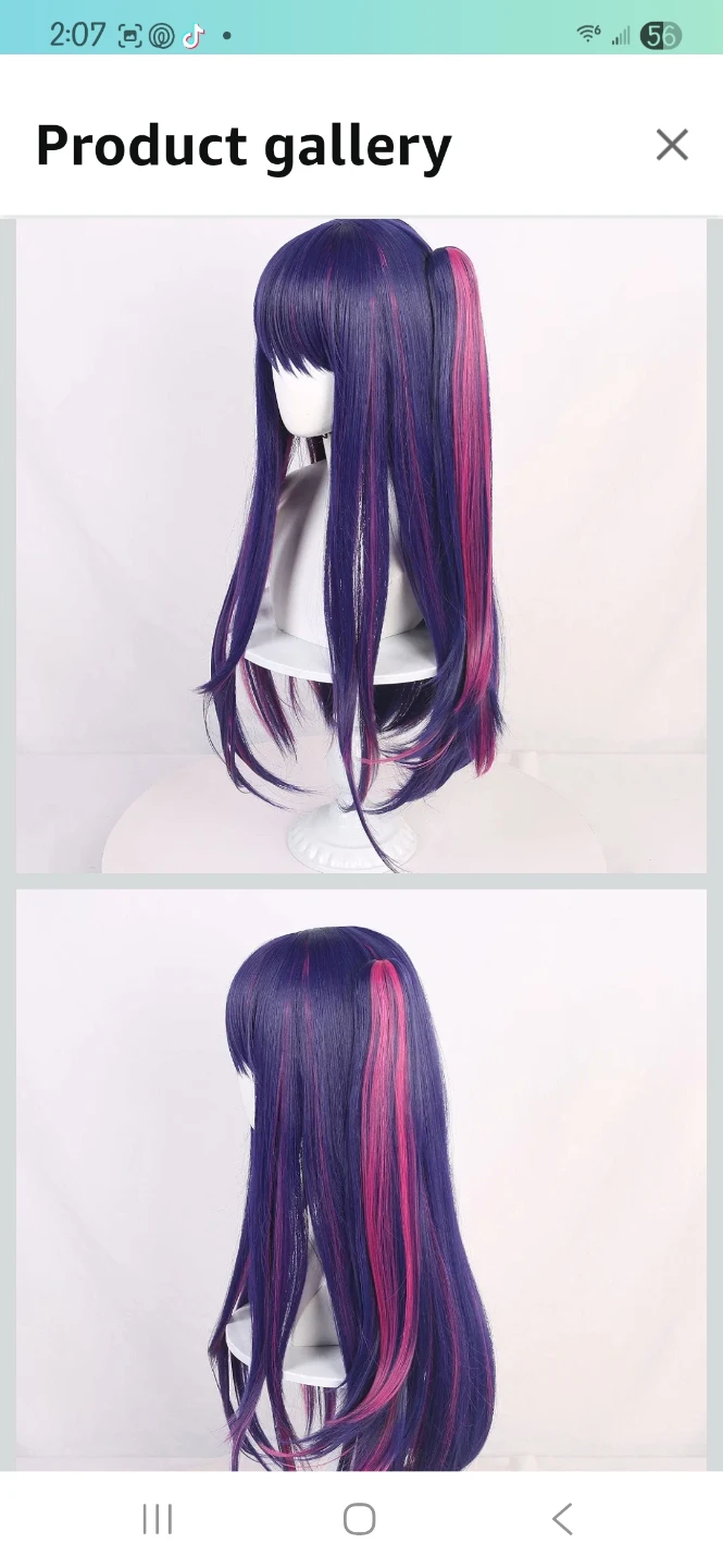 Purple and Pink Streaked Long Wig with Bangs - photo 4
