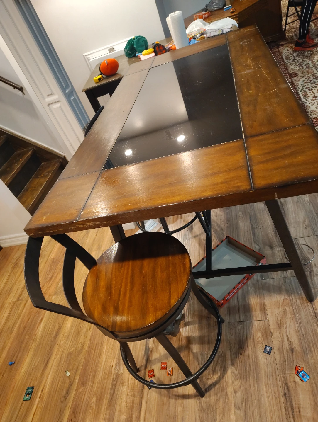 Wood and Glass Bar Table