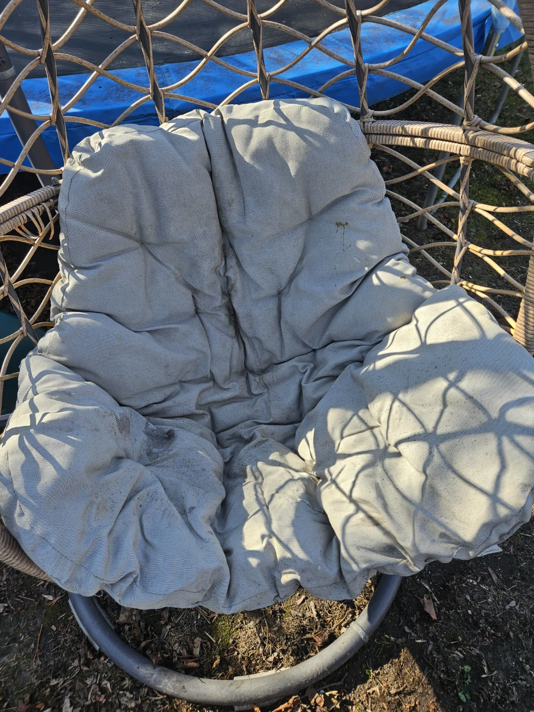 Hanging Rattan Egg Chair with Grey Cushion - photo 4