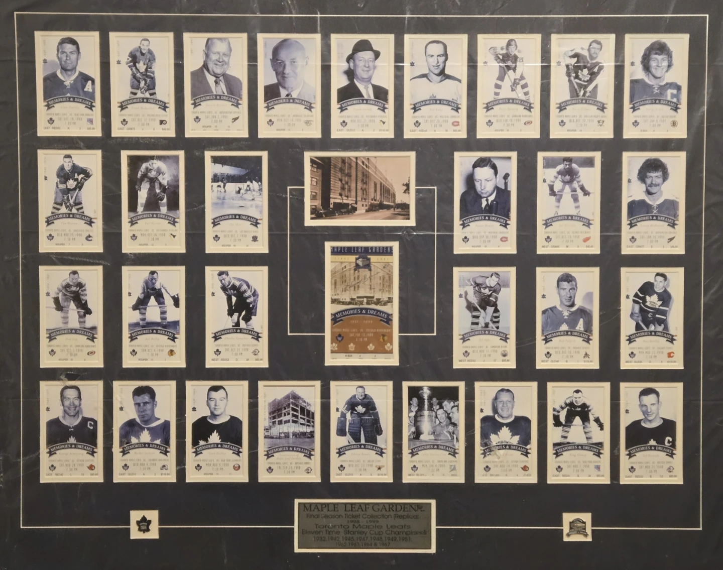 Toronto Maple Leaf Gardens Last Ticket Set, Johny Bower Signed