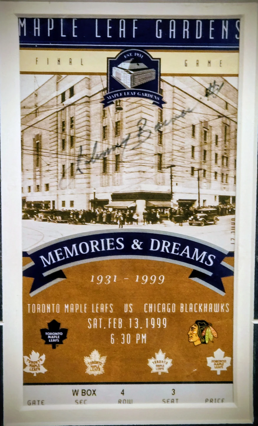 Toronto Maple Leaf Gardens Last Ticket Set, Johny Bower Signed - photo 3