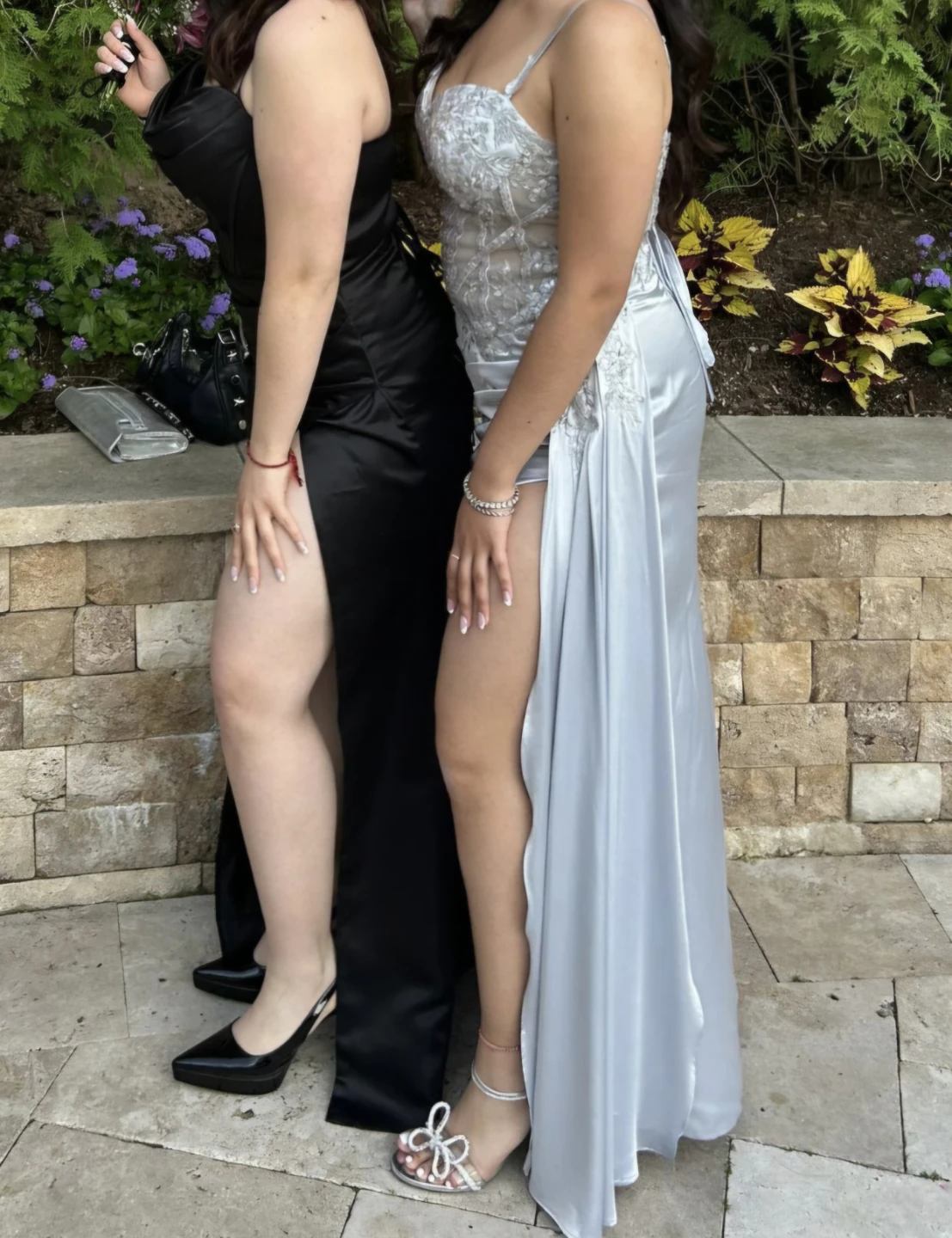 Silver Prom Dress with High Slit - photo 2