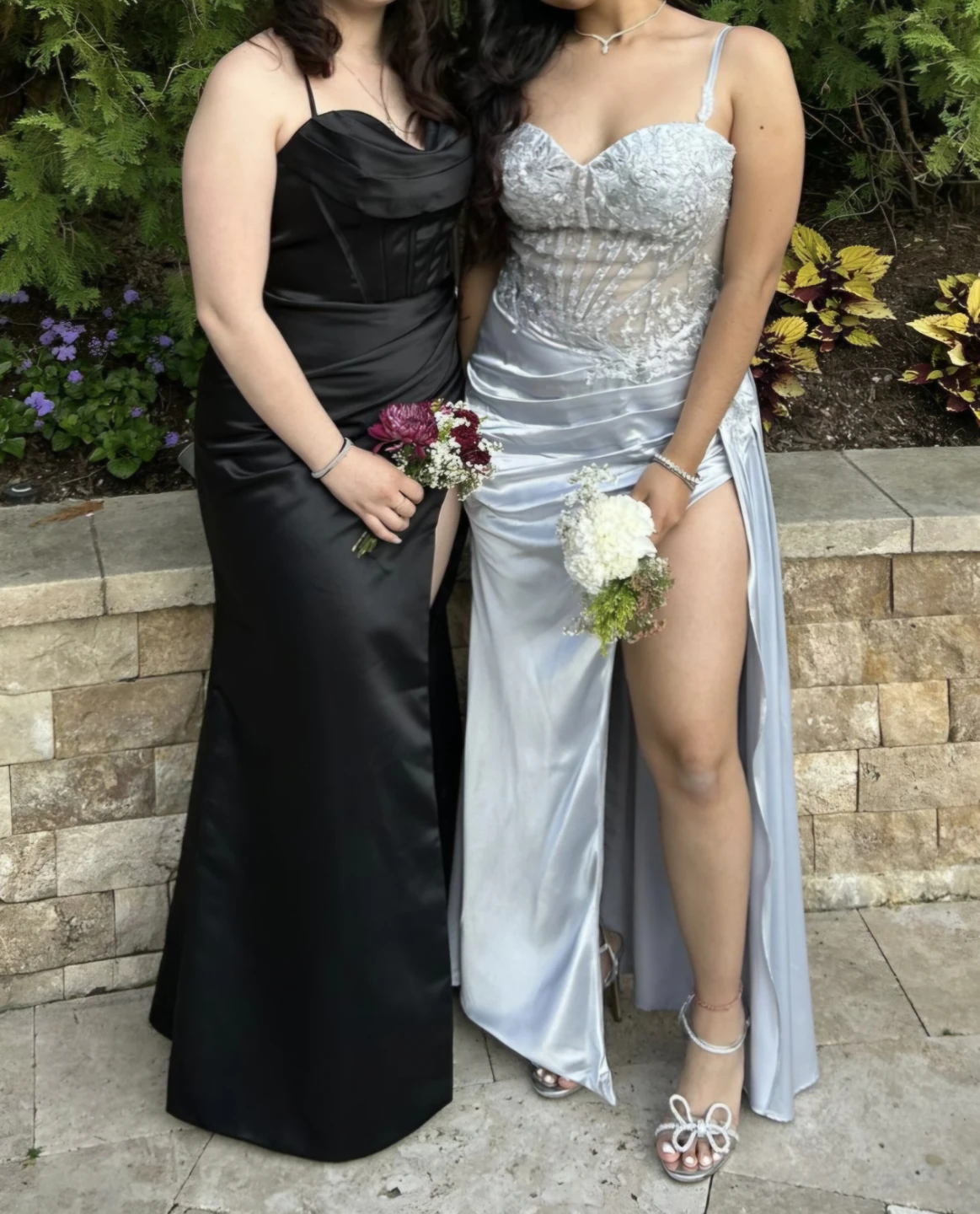 Silver Prom Dress with High Slit - photo 3