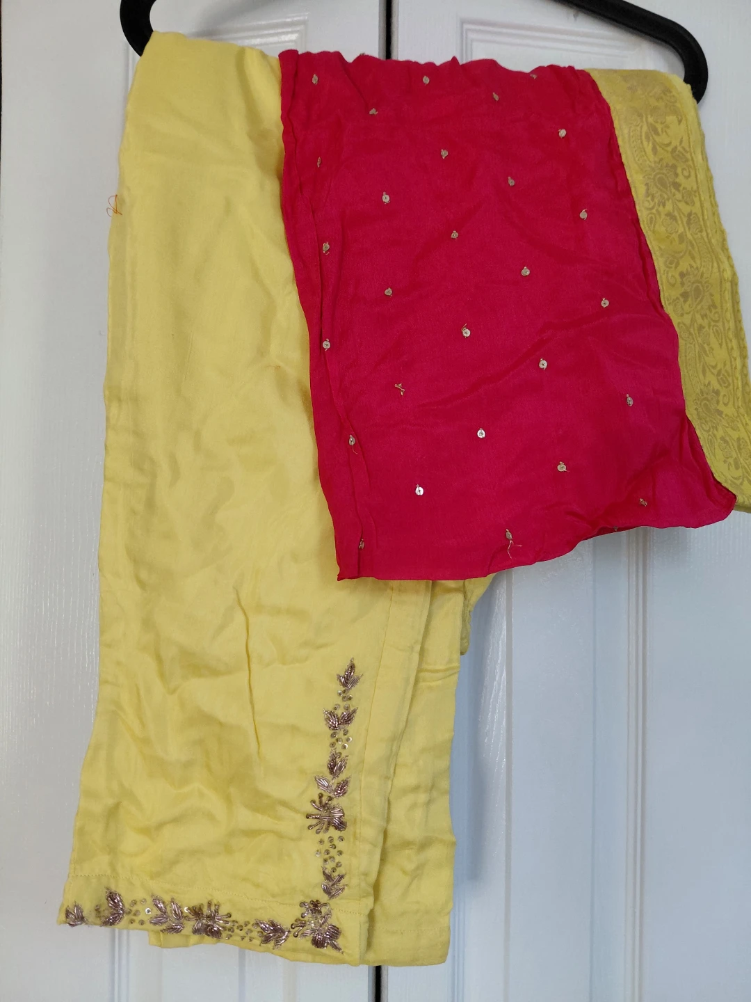 Yellow Anarkali Suit with Pink Dupatta - photo 2