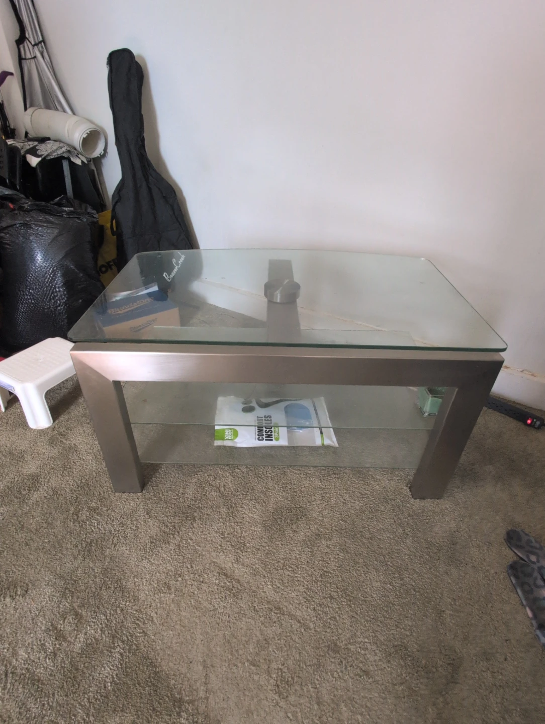 Glass and Metal TV Stand
