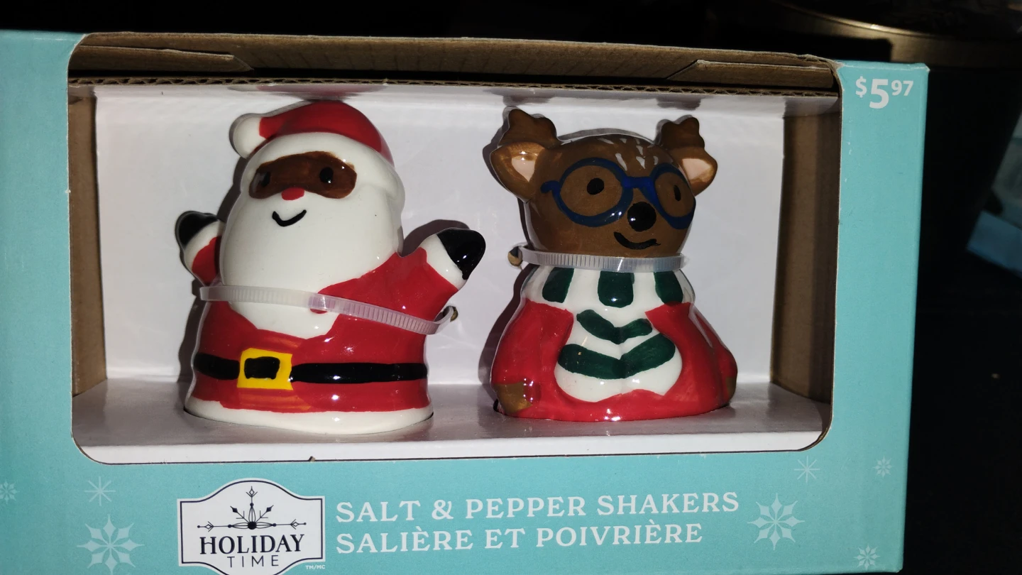 Holiday Time Santa & Reindeer Salt & Pepper Shakers