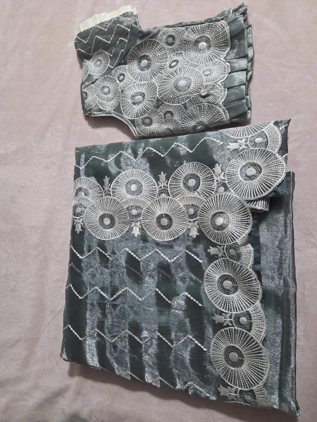 Embroidered Dark Grey Fabric