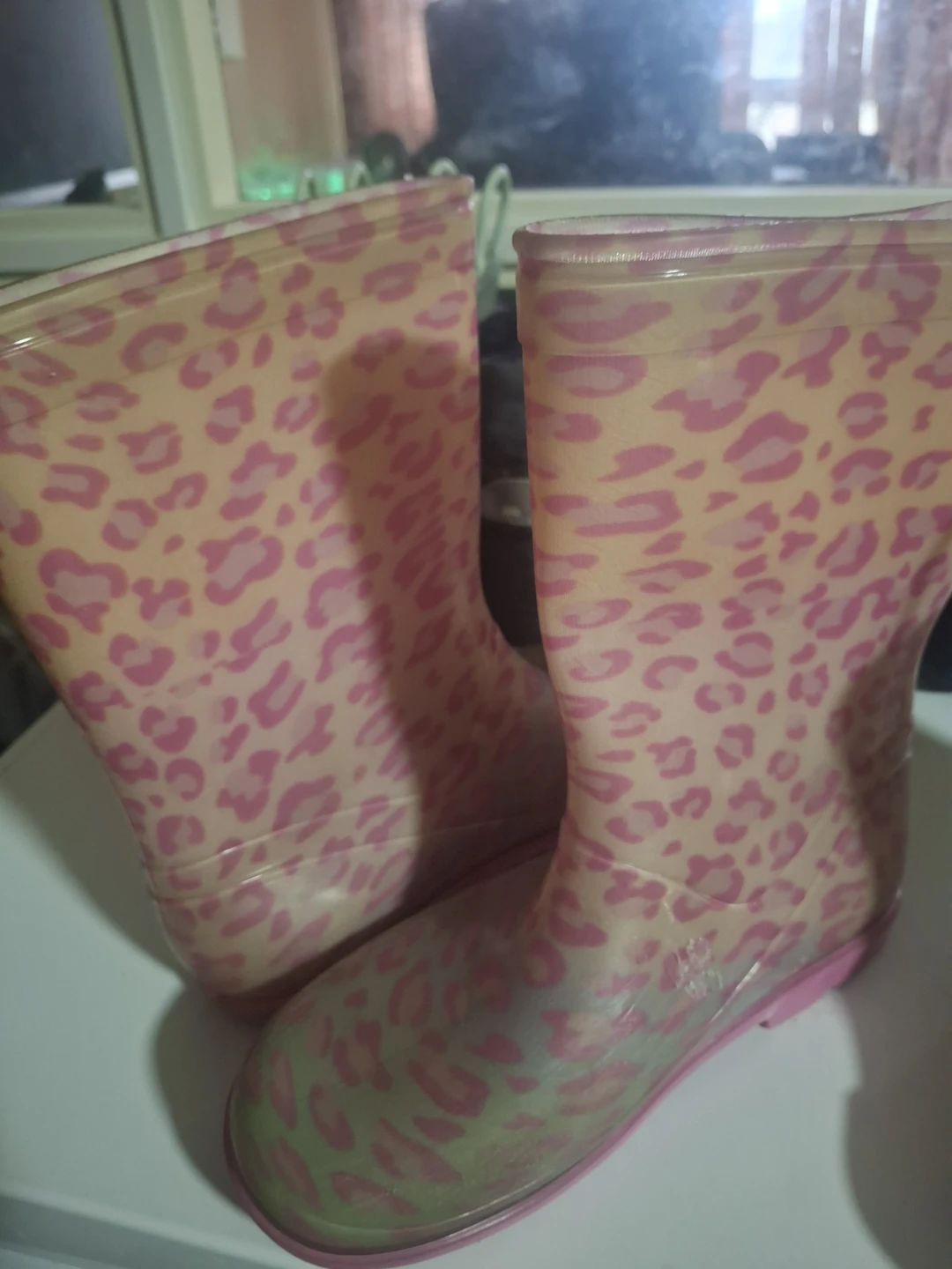 Pink Leopard Print Rain Boots youth size 3