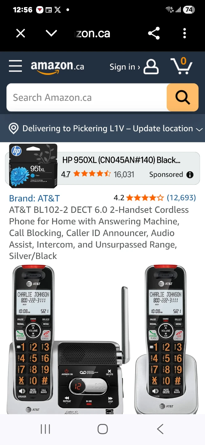 AT&T BL102-2 DECT 6.0 Cordless Phone 2 Handset