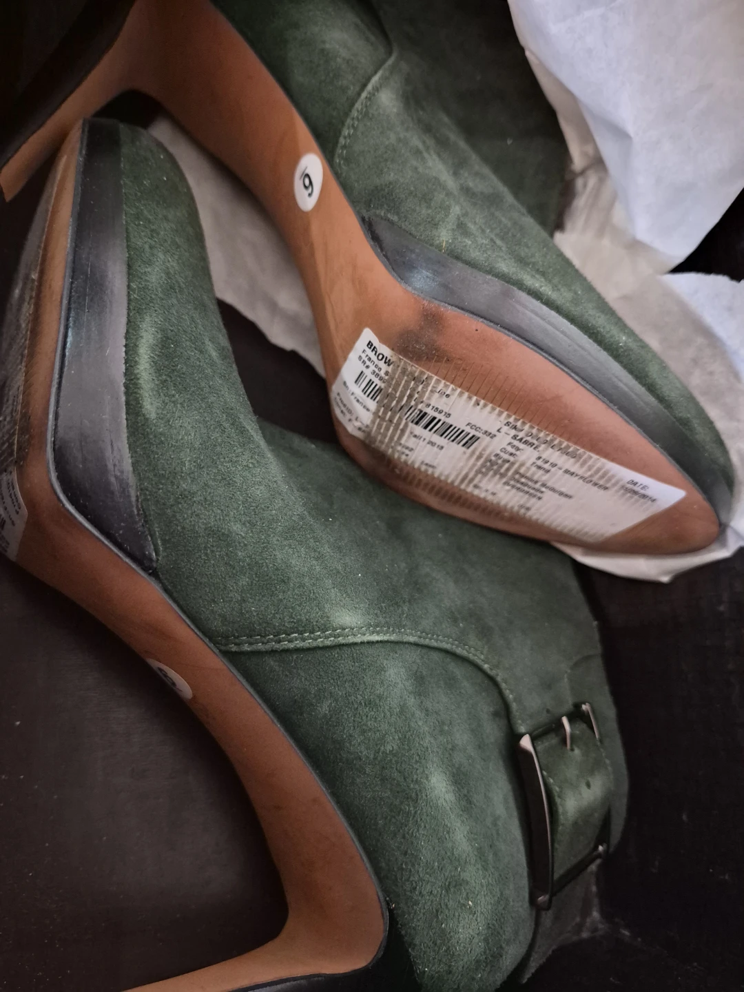 Franco Sarto Suede Ankle Boots - Green - Size 6 - photo 2