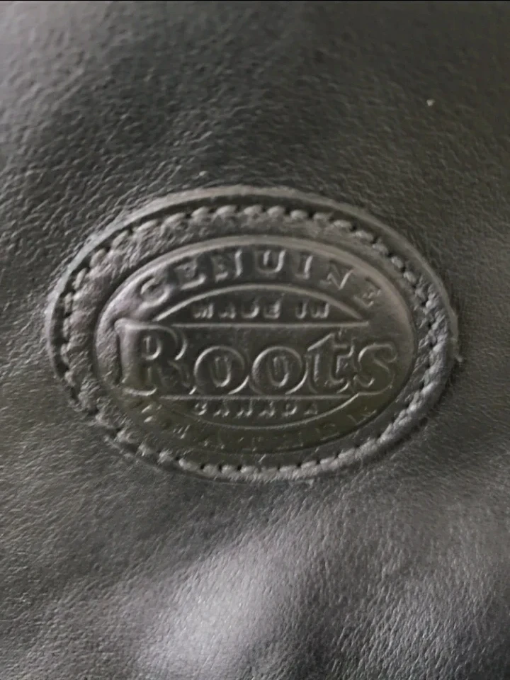 Roots Black Leather Messenger Bag