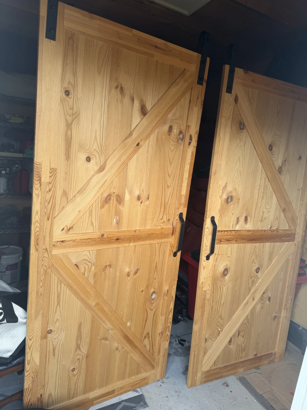 Pair of Wooden Barn Doors with Hardware
