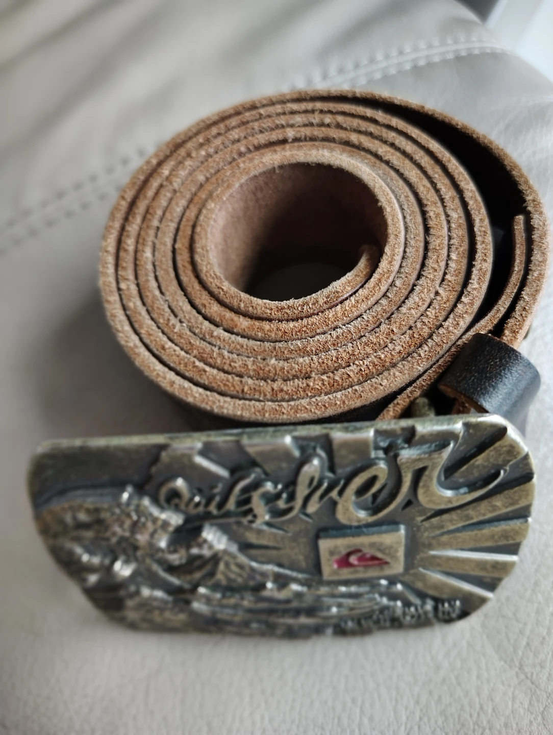 Quiksilver Leather Belt w/ Wave Buckle - Size 36