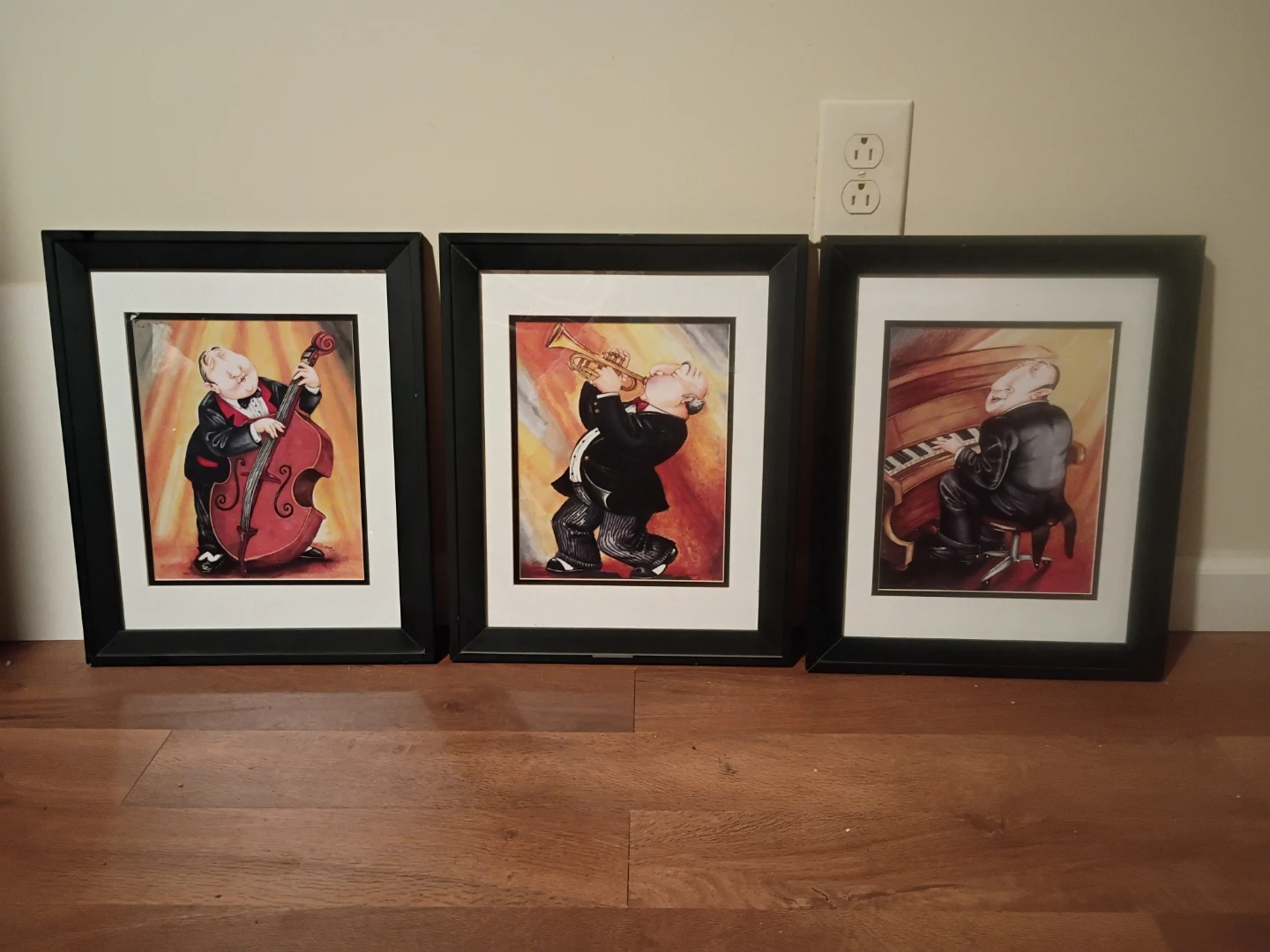 Set of 3 art prints by Tracy Flickinger titled "Jazz Man".