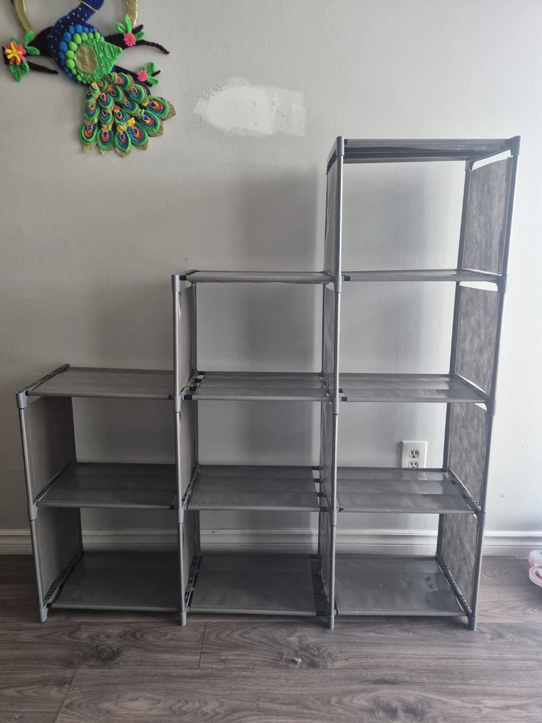 Grey Fabric Storage Shelf Unit