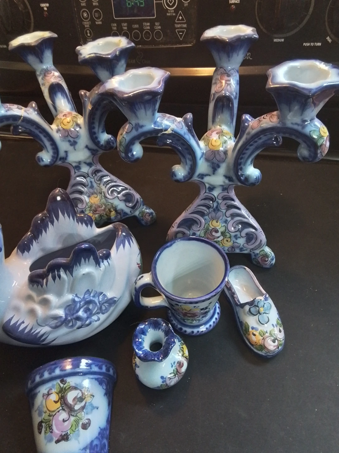 Vintage Portuguese Ceramic Swan and Candelabra Set - photo 3