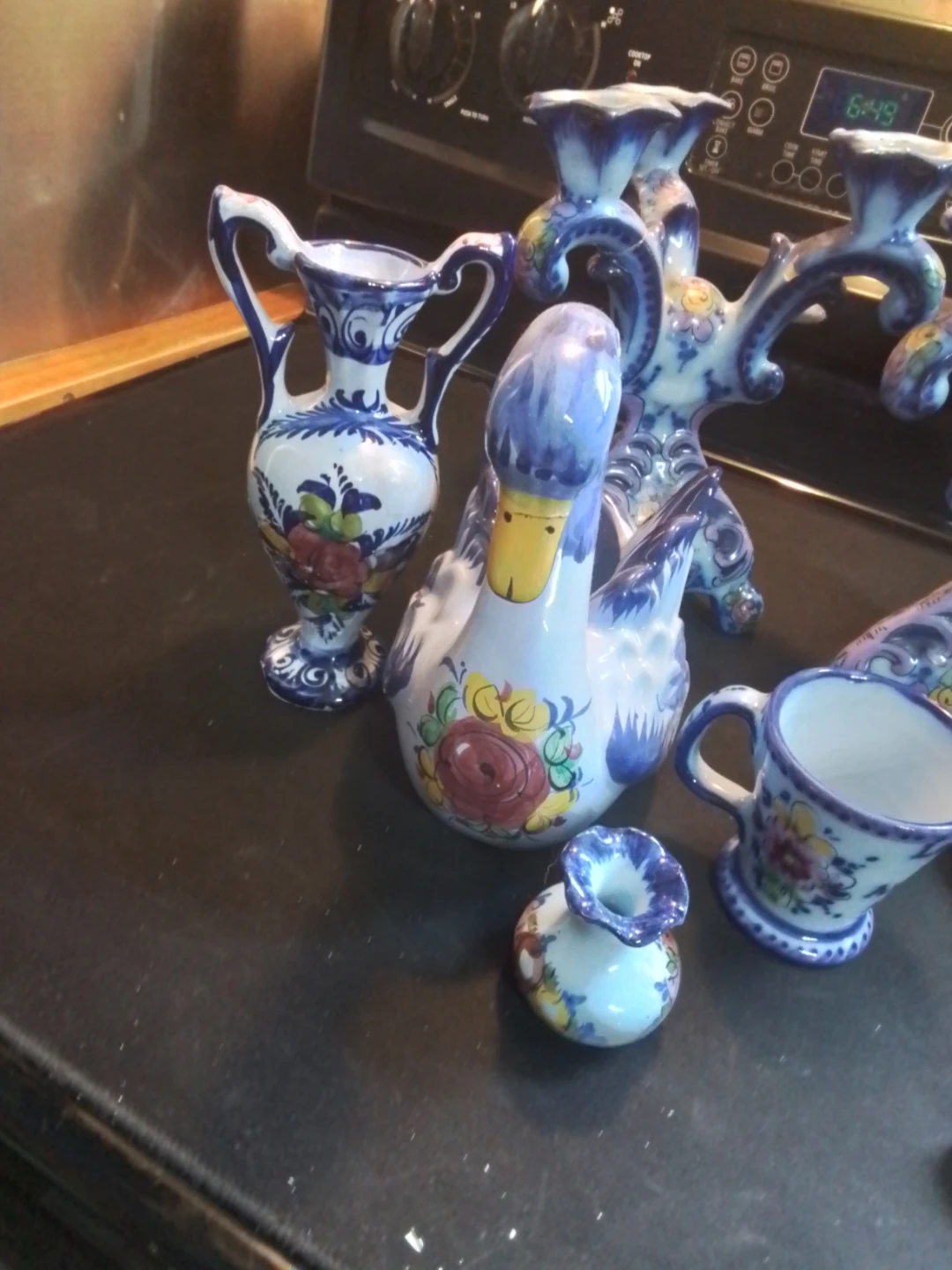 Vintage Portuguese Ceramic Swan and Candelabra Set - photo 4