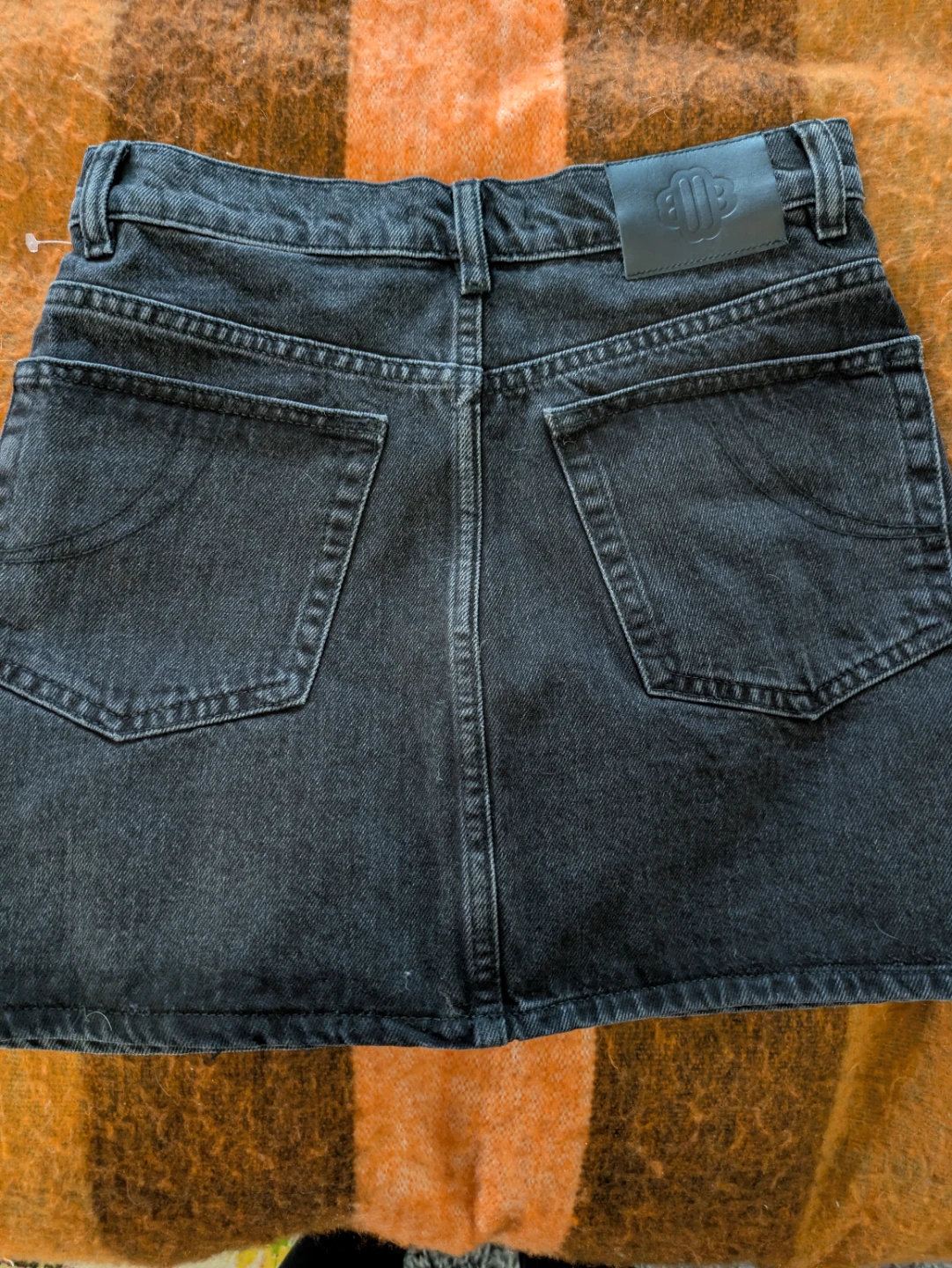 Maje Black Denim Skirt with Rhinestones Size 34 - photo 3