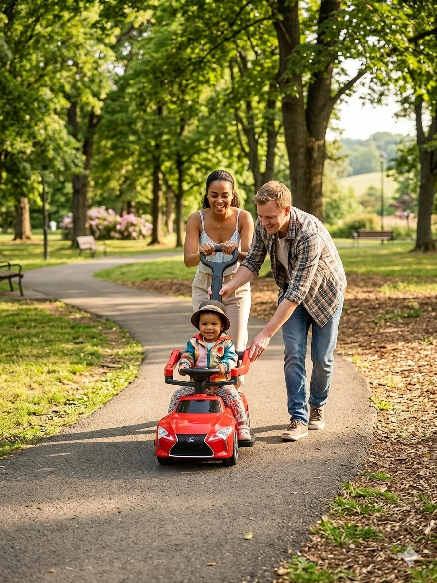 Red Ride-On Push Car with Handle