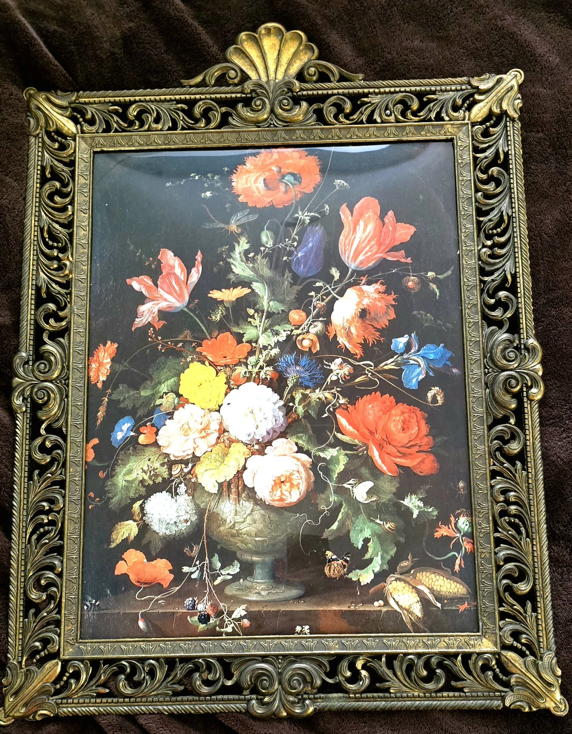 Vintage Ornate Framed Floral Still Life Print