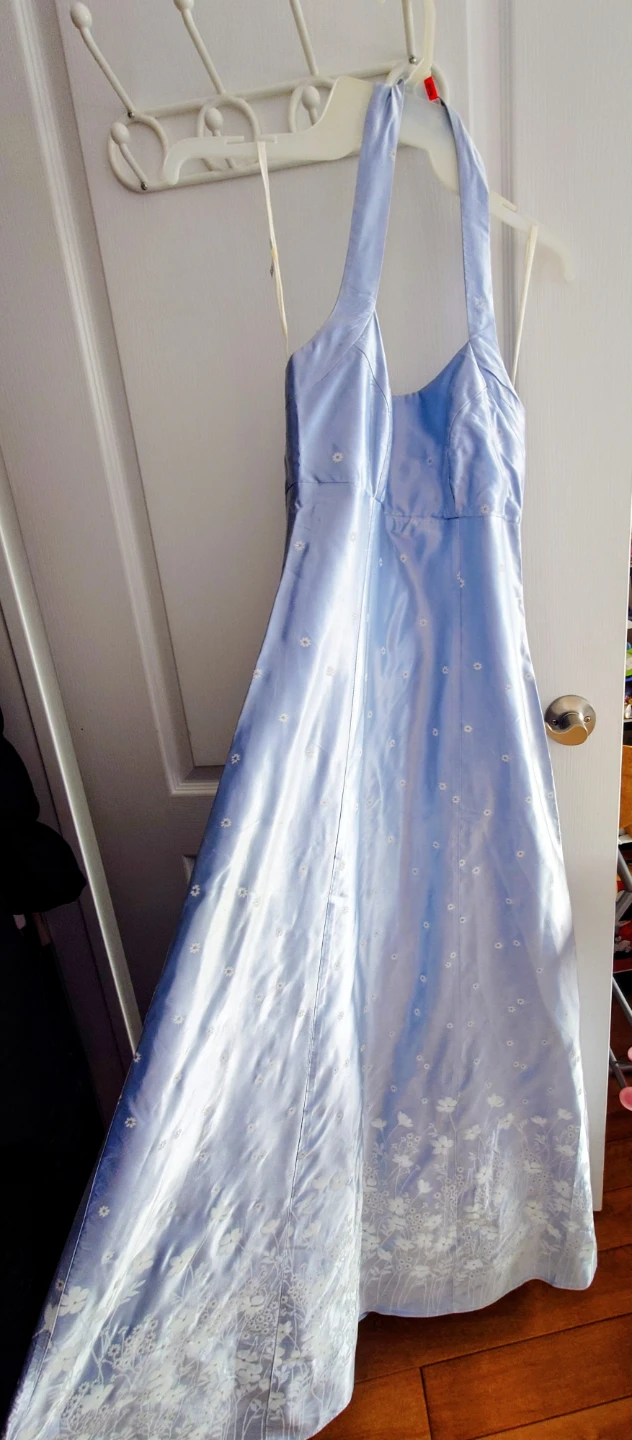 Light Blue Halter Maxi Prom Dress - photo 3