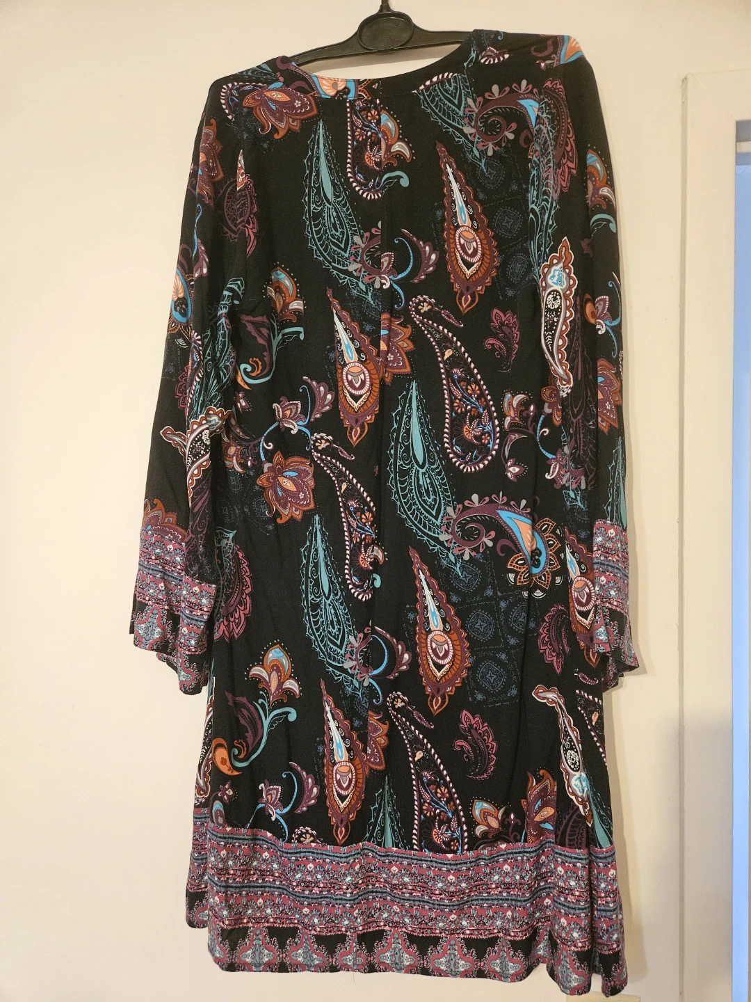 Black Paisley Print Long Sleeve Dress - photo 4