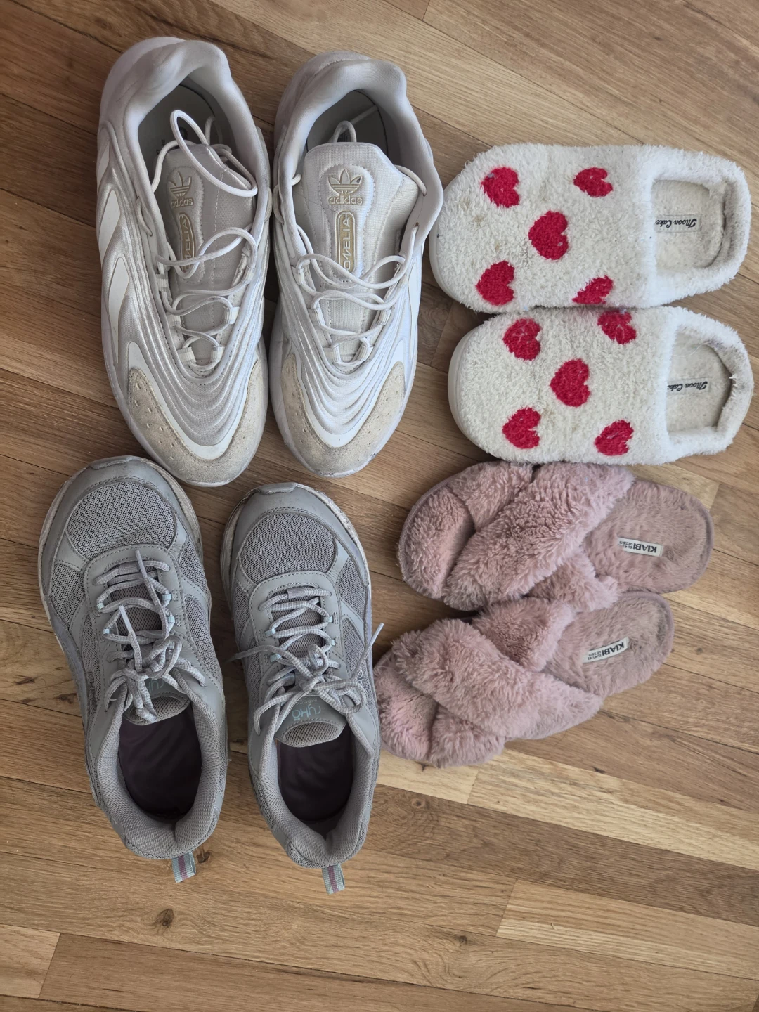 Adidas Ozelle & Skechers Sneakers, Moon Cake & Kiabi Slippers