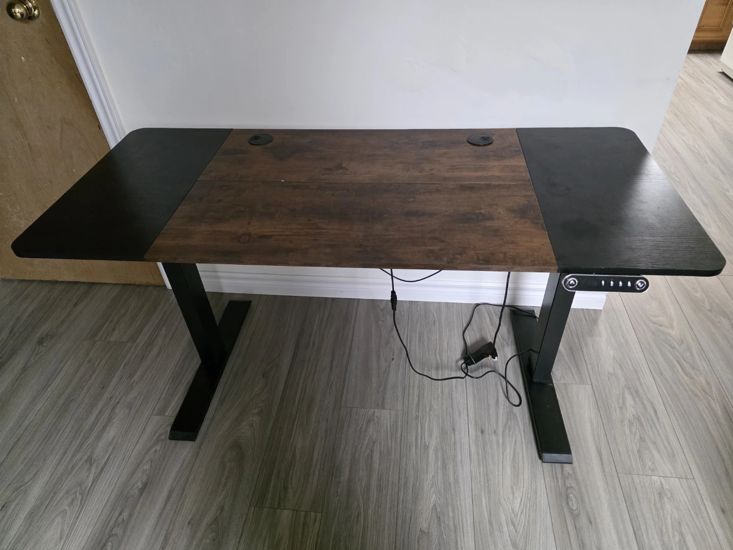 Adjustable Standing Desk - Black and Wood Grain
