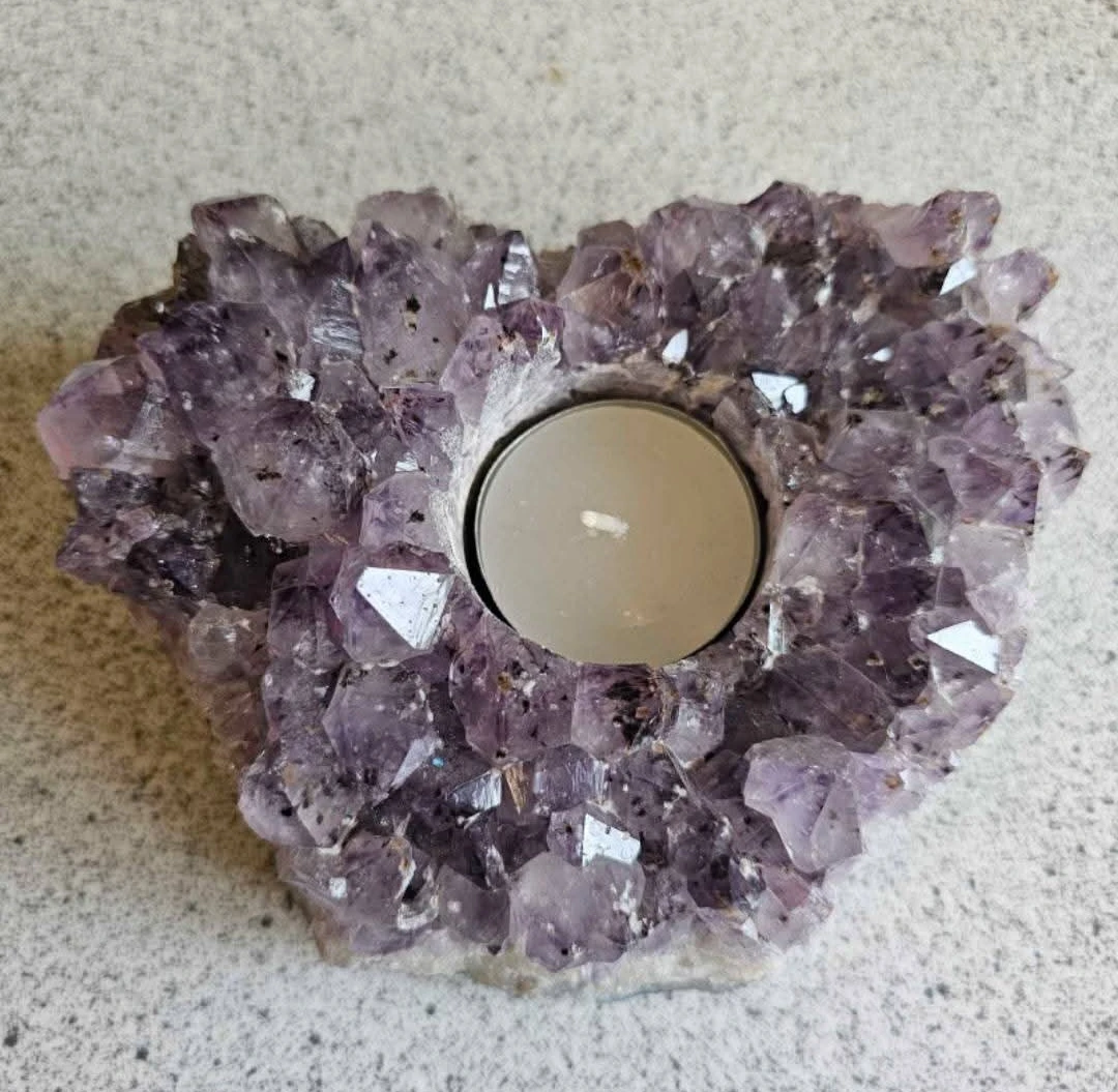Amethyst Heart shaped Tea Light Holder