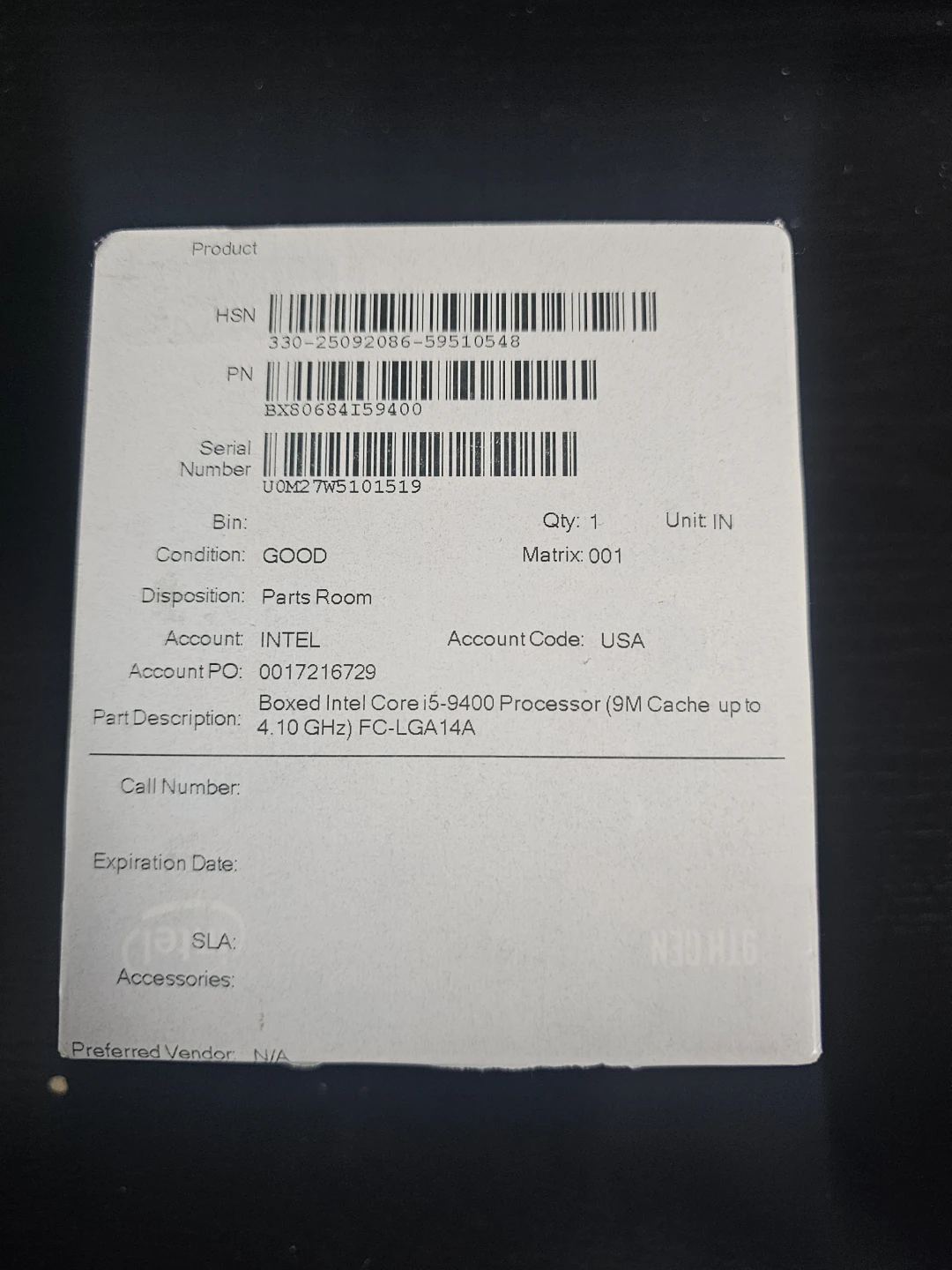 Intel Core i5-9400 Processor - photo 2