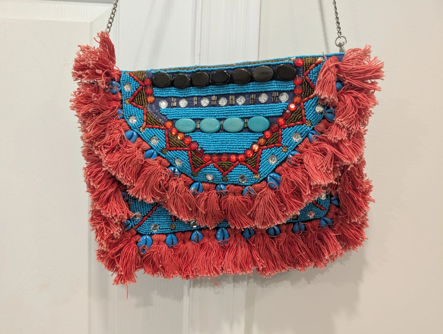Boho Beaded Tassel Clutch