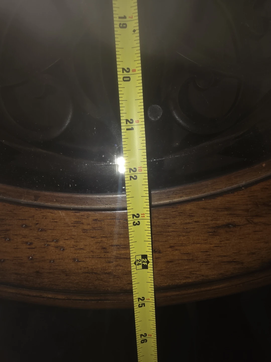 Round Wood and Glass Accent Table - photo 3