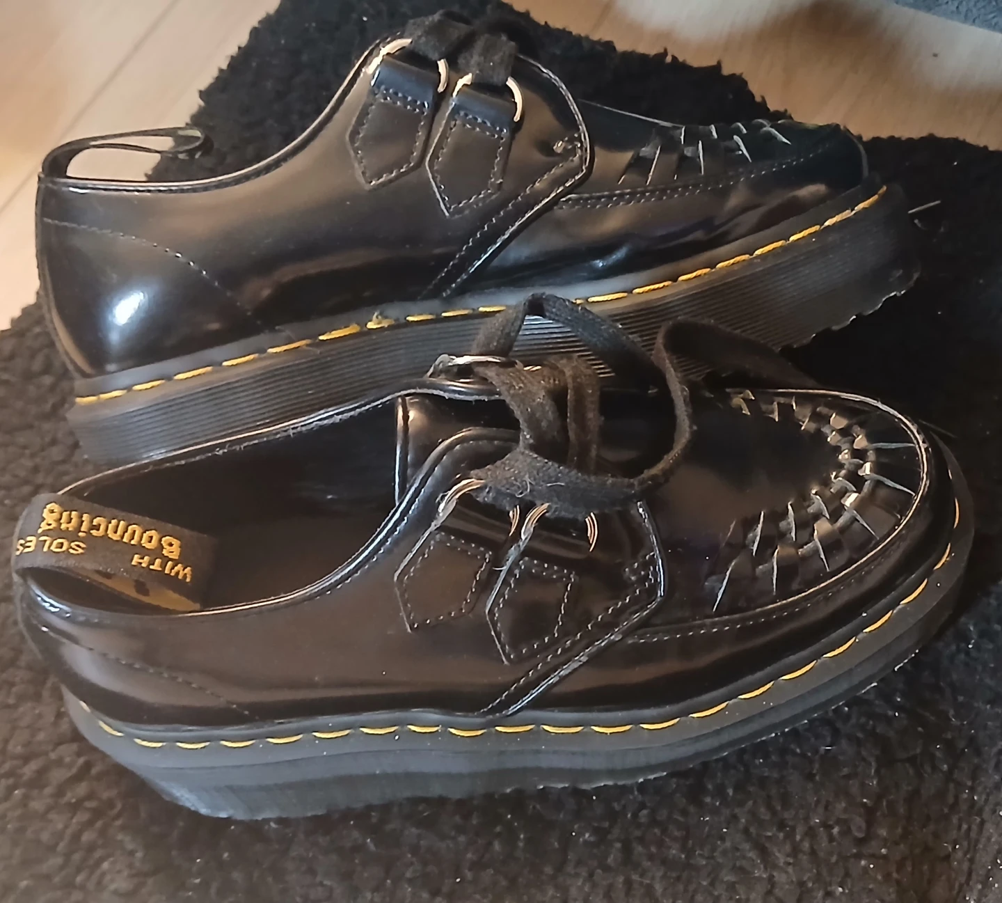 Dr. Martens Black Patent Leather Platform Shoes