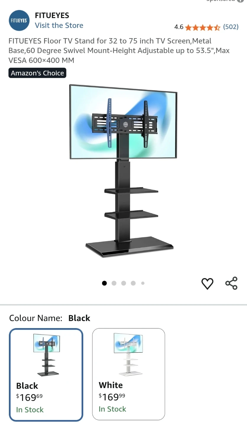 FITUEYES Floor TV Stand for 32-75 inch TVs