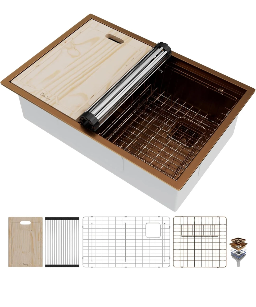 Rose Gold 16 Gauge Stainless Steel Kitchen Sink