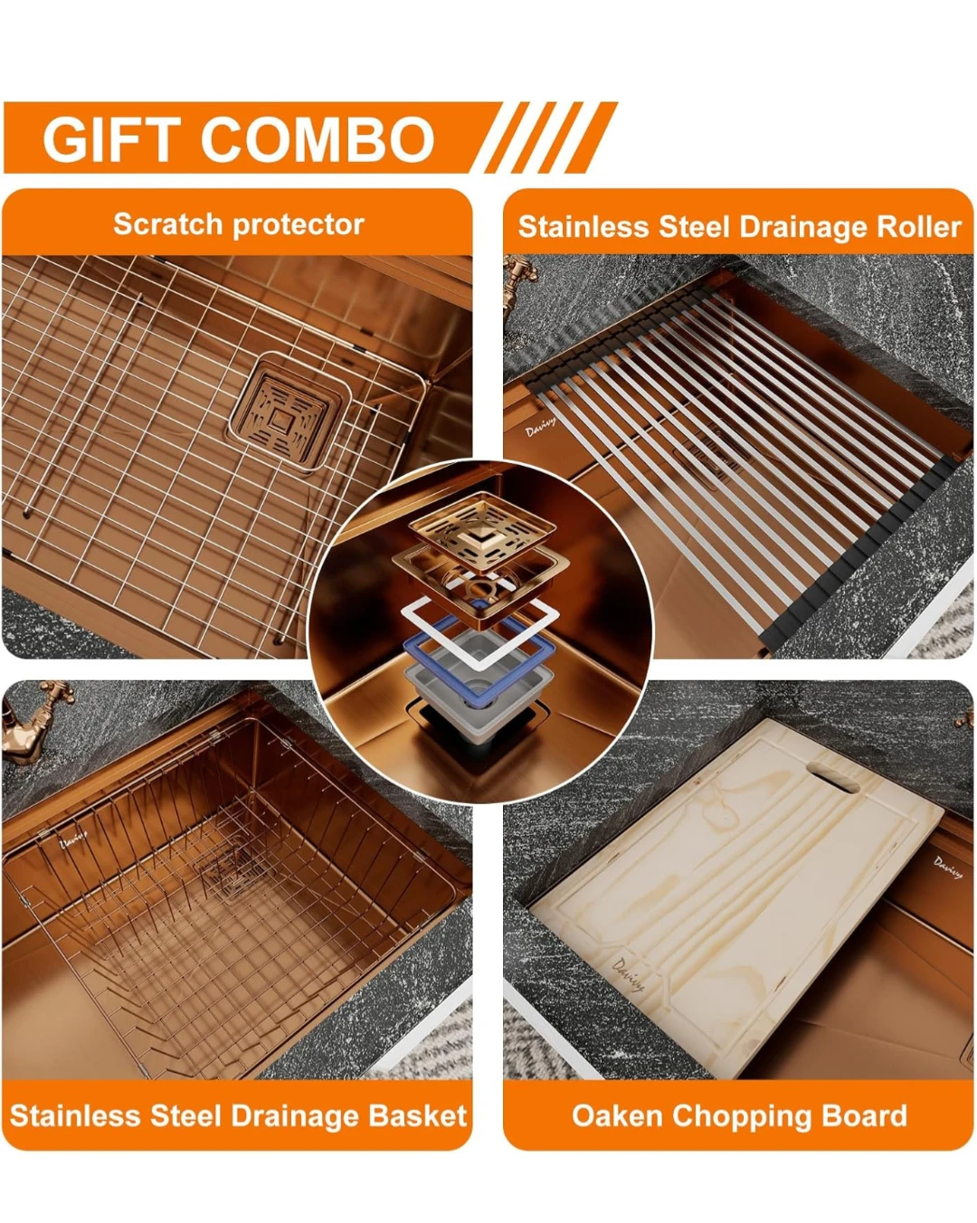 Rose Gold 16 Gauge Stainless Steel Kitchen Sink - photo 4