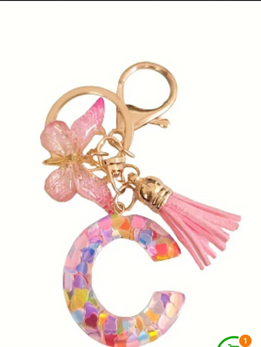 Alphabet Letter Keychain with Butterfly and Tassel - photo 2
