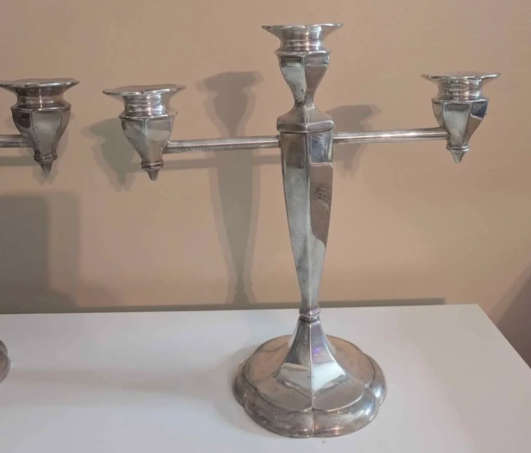 2 Silver Plated 3-Light Candlestick Holder