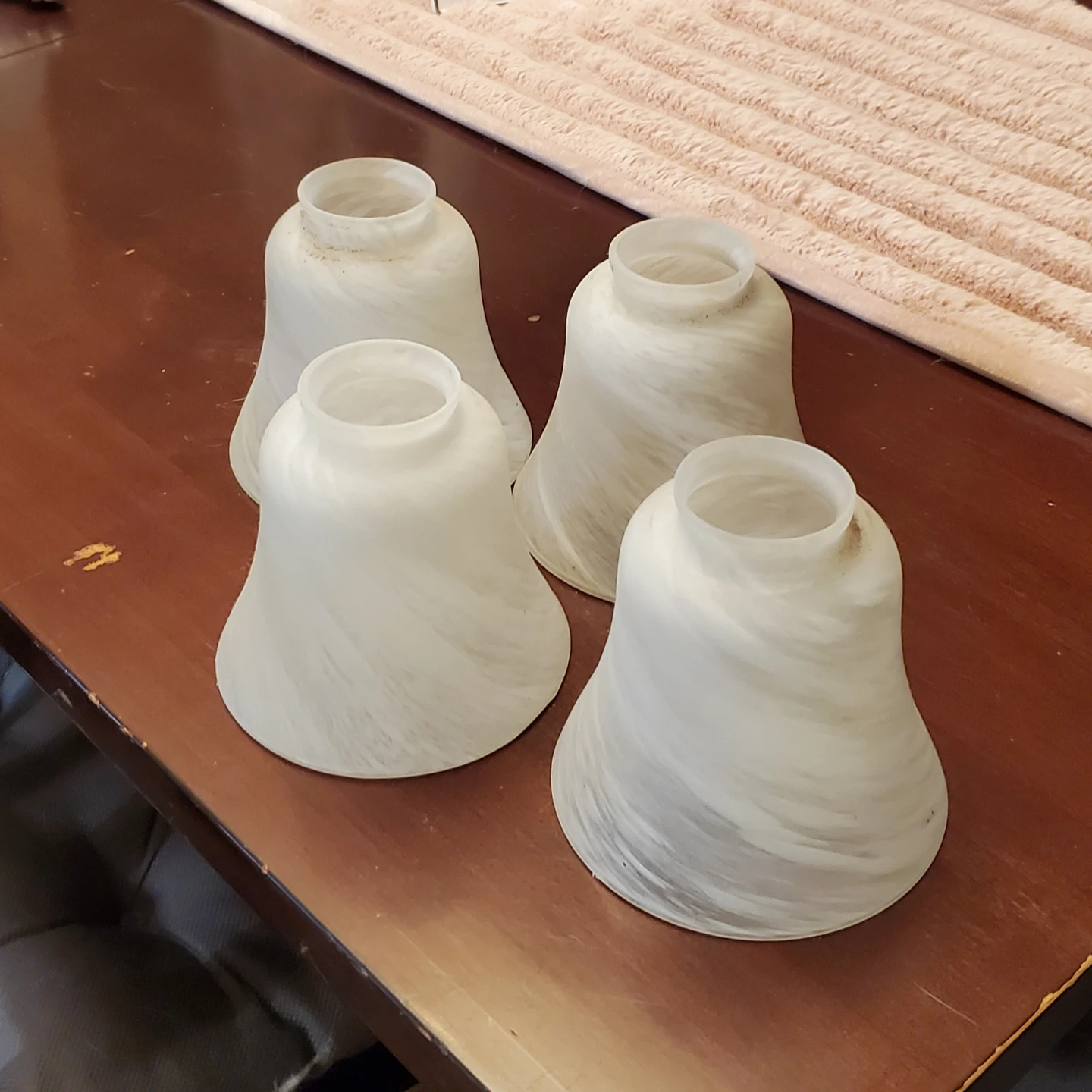 Set of 4 Frosted Swirl Glass Lamp Shades