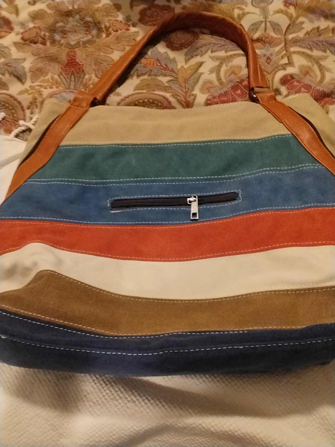 Colourful Striped Shoulder Bag with Removable Strap - photo 2