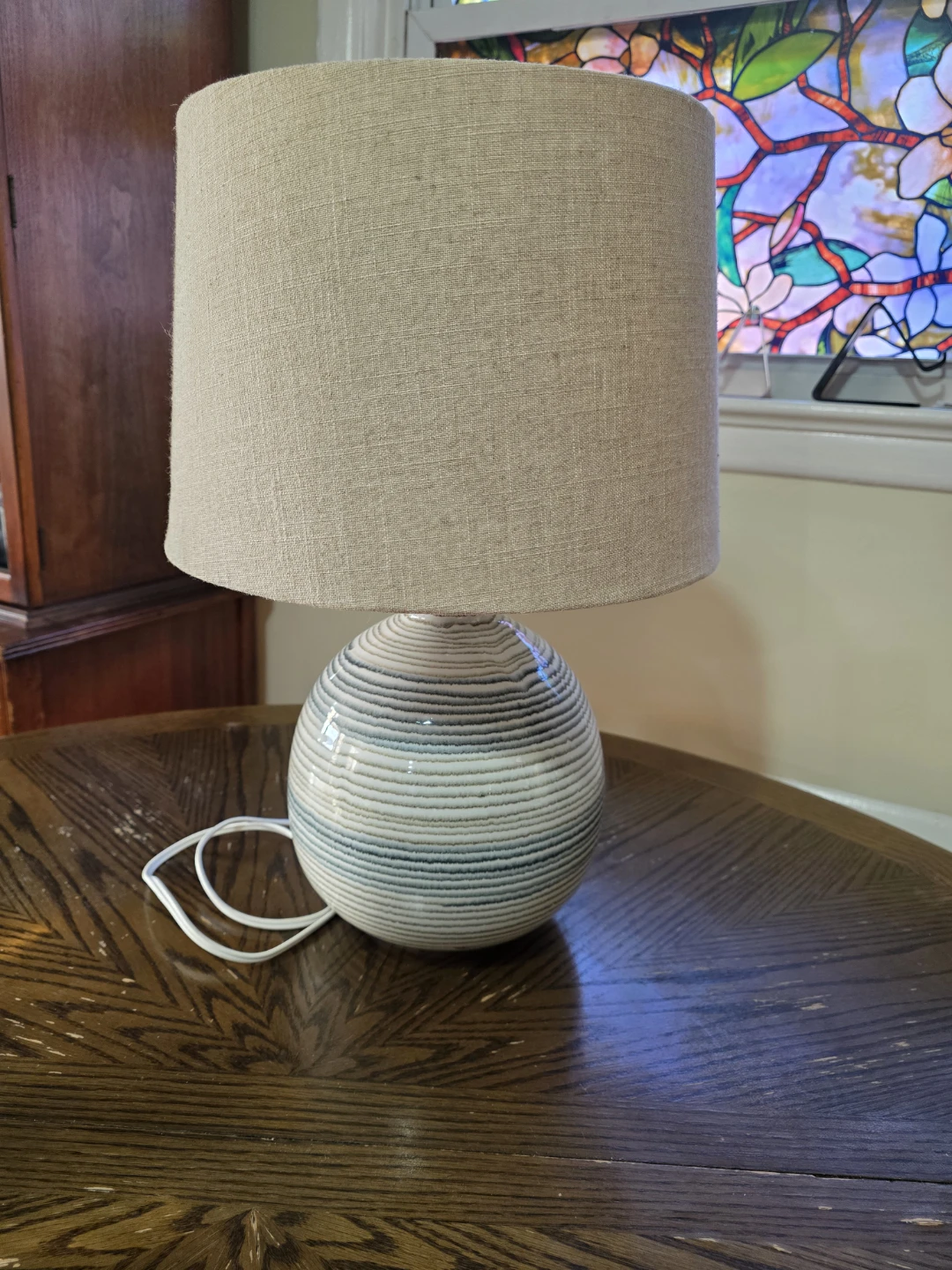 Table Lamp with Striped Base