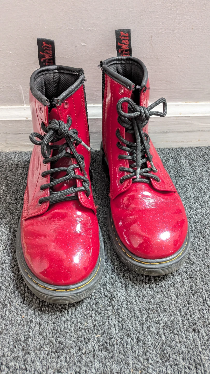 Dr. Martens Red Patent Leather Boots Toddler Size 3 US
