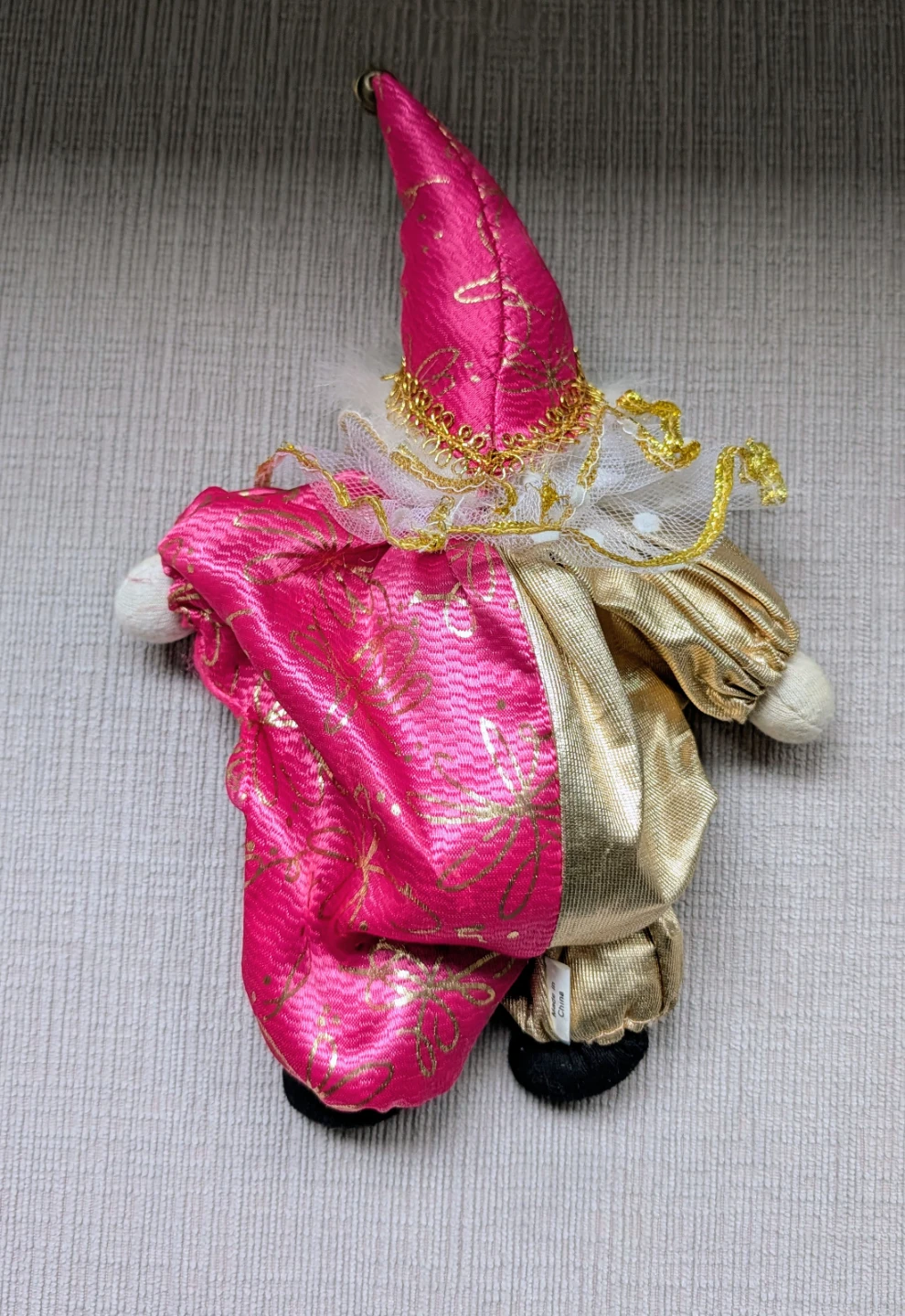 Porcelain Clown Doll with Pink and Gold Outfit - photo 2