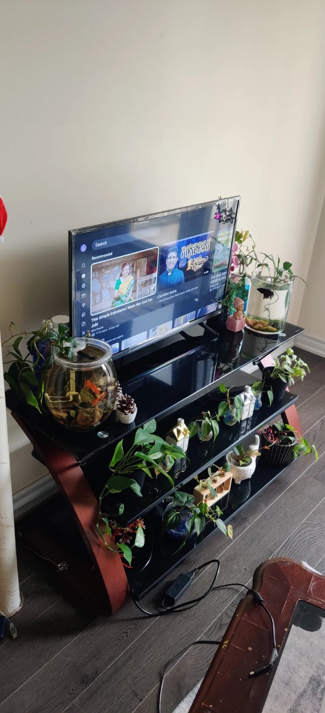 Black Glass TV Stand with Multiple Shelves