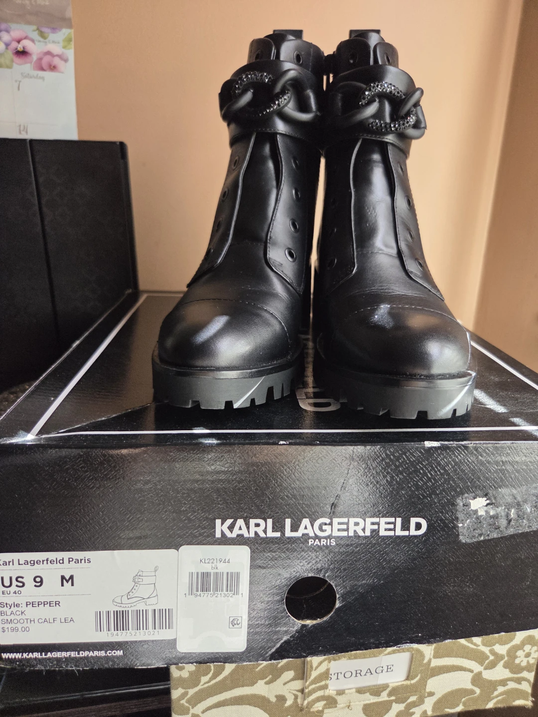 Karl Lagerfeld Paris Black Leather Boots - US 9